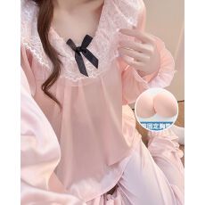 批发实拍春秋季新款冰雪丝带胸垫睡衣女韩系甜美公主风宽松家居<b class='q'>服</b>套装