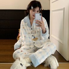 实拍秋冬季加厚保暖法兰绒孕妇月子服产妇产后哺乳喂奶家居服套装
