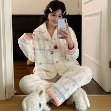 实拍秋冬季加厚保暖法兰绒孕妇月子服产妇产后哺乳喂奶家居服套装