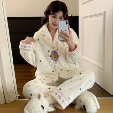实拍秋冬季加厚保暖法兰绒孕妇月子服产妇产后哺乳喂奶家居服套装
