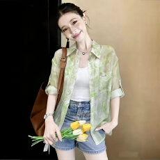 批发防晒衣女2026新款夏季薄款外搭开衫长袖上衣爆款别致漂亮雪纺<b class='q'>衬衫</b>