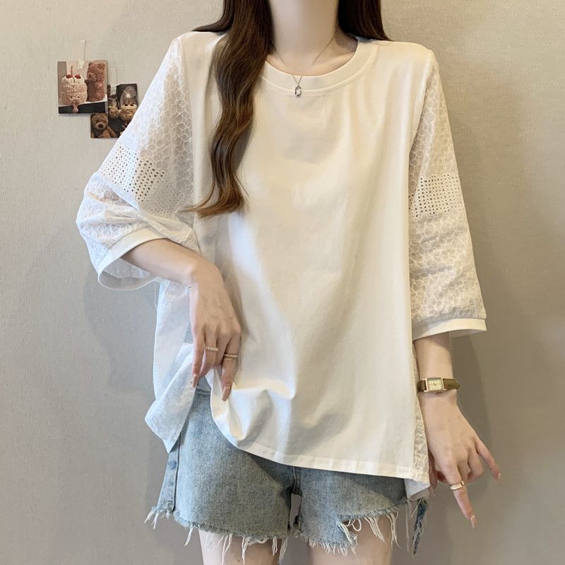 MY10926# 大码遮肚子慵懒风半袖t恤打底衫夏季宽松显瘦遮肉上衣女裝貨...