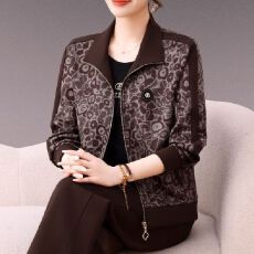 批发洋气中老年休闲运动上衣女春秋款2025新款时尚减龄显瘦跑步外套