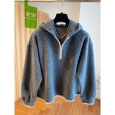 批发大码<b class='q'>韩版</b>连帽半拉链德绒卫衣女宽松慵懒风加绒加厚秋冬上衣服