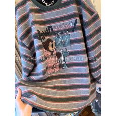 批发特大码300斤<b class='q'>小熊</b>条纹长袖T恤<b class='q'>卫衣</b>宽松上衣女冬新