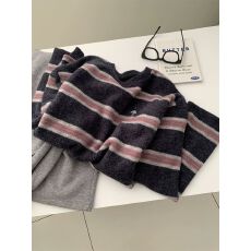 批发特大码300斤厚实软糯撞色条纹T恤女刺绣打底衫<b class='q'>冬</b>