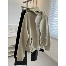 批发特大码300斤纯色双面绒<b class='q'>开衫</b>连帽<b class='q'>卫衣</b>女拉链外套冬