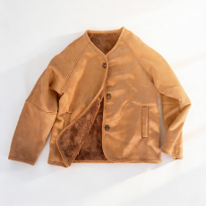 批发2025美拉德穿搭复古咖色圆领仿皮草<b class='q'>外套</b>秋冬新款气质时尚短上衣潮