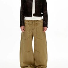 批发美式复古做旧工装牛仔裤男女设计感百搭直筒宽松显瘦拼接休闲<b class='q'>长裤</b>