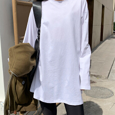 批发春秋冬季打底衫叠穿卫衣女内搭<b class='q'>中长款</b>宽松长袖t恤