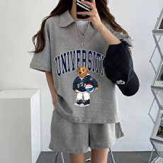 批发韩版时尚<b class='q'>运动服</b>套装女夏季新款宽松<b class='q'>短袖</b>短裤休闲两件套