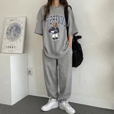 批发韩版时尚<b class='q'>运动服</b>套装女夏季新款宽松<b class='q'>短袖</b>短裤休闲两件套