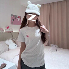 整件印花 袖子拉杆不是印花 220克纯棉螺纹常规短袖t