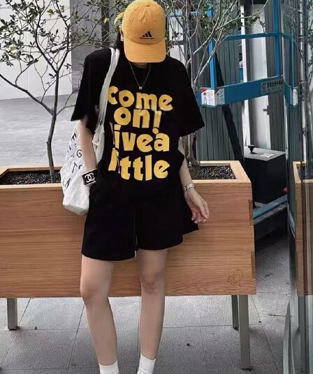 아메리칸 새로운 웃음 하 바람 알파벳 프린트 세트 캐주얼 운동 반팔 맨위 넓은 다리 운동 짧은