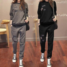 休闲卫衣套装女2026新款秋冬加厚宽松上衣加绒运动两件套韩