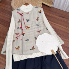 批发<马上有钱>  新中式马甲2025新款春秋保暖棉<b class='q'>背心</b>休闲女上衣外搭潮