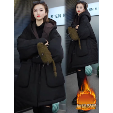批发冬季两面穿保暖棉服女2025新款宽松显瘦减龄休闲中长款连帽<b class='q'>外套</b>