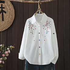 批发老钱风重工刺绣衬衫女2026春季新款彩虹扣气质休闲简约通勤衬衣潮