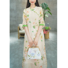 批发夏荷气质显瘦棉麻中国风改良<b class='q'>旗袍</b>2026夏<b class='q'>新款</b>宽松中长款连衣裙