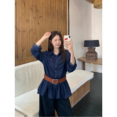 批发实拍 大码胖mm秋季新款韩系减龄花苞仿<b class='q'>牛仔</b><b class='q'>衬衫</b>宽松遮肉百搭上衣