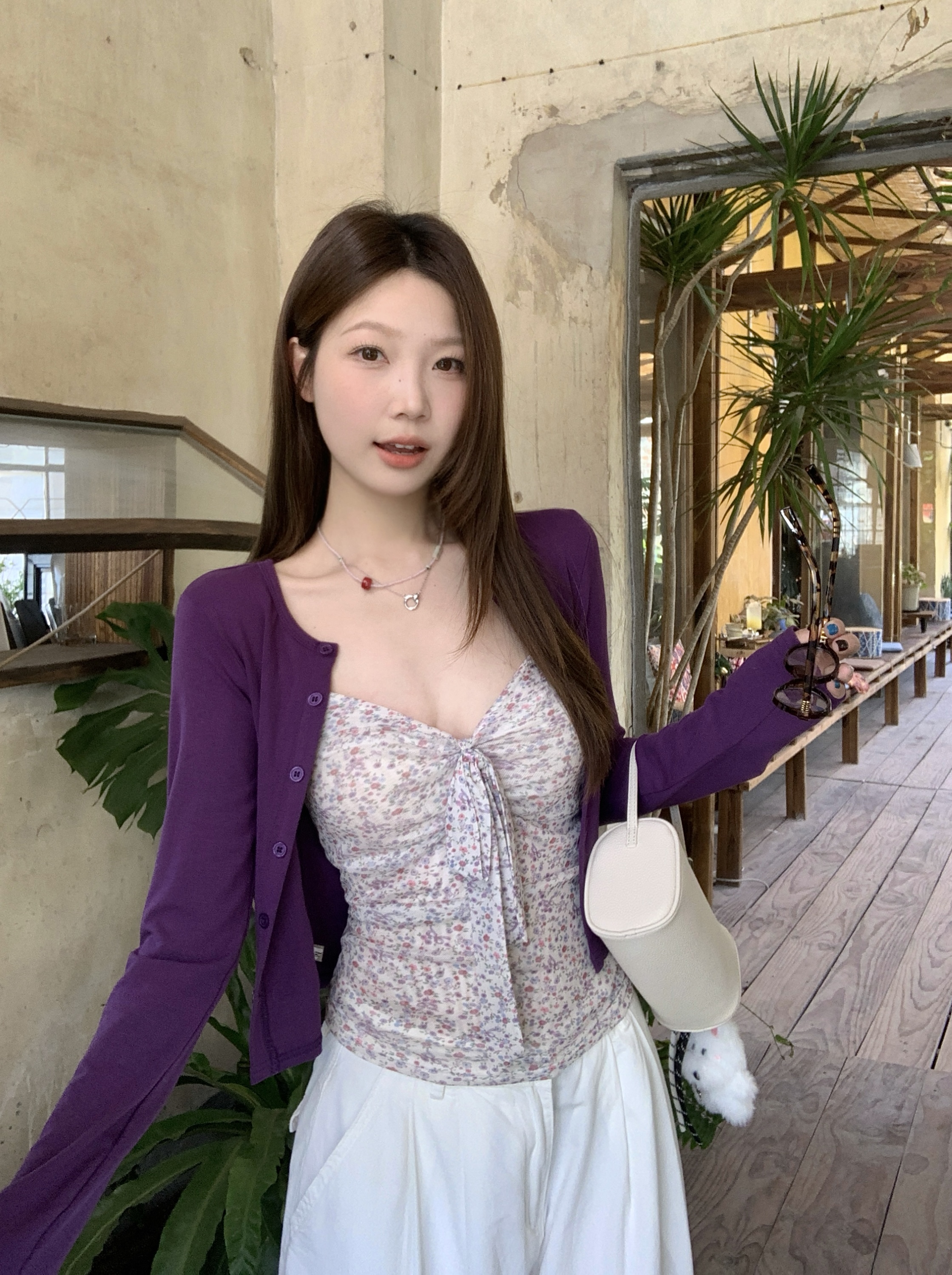 실사 빅 사이즈 통통한 여동생 2026 봄 여름 새로운 순수한 욕망 바람 꽃무늬 캐미솔 오픈 가디건 투피스 세트 세트