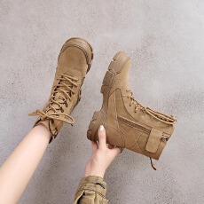 批发2025<b class='q'>夏</b>季新款真皮单靴登山鞋沙漠靴厚底短靴女靴货号