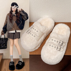 批发2025<b class='q'>冬</b>季新款厚底毛毛拖女外穿毛毛鞋货号