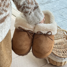 批发2025<b class='q'>秋</b>冬季新款蝴蝶结舒适棉鞋毛毛鞋女鞋货号