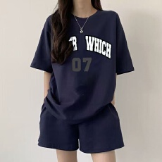 批发韩版时尚运动服套装女夏季新款宽松短袖短裤休闲两件套