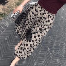 批发复古波点八分阔腿裤<b class='q'>女</b>2026夏季新款高腰显瘦时尚百搭休闲<b class='q'>长裤</b>