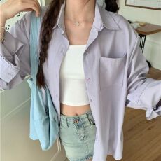 批发轻奢高级纯棉正肩<b class='q'>衬衫</b>2026夏季薄款宽松百搭显瘦<b class='q'>衬衣</b>长袖上衣外穿
