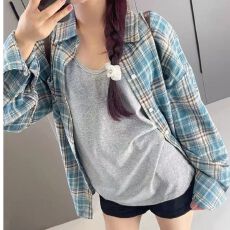 批发2026美式复古格纹<b class='q'>衬衫</b>流苏破坏Cleanfit宽松百搭格子<b class='q'>衬衣</b>外套潮牌