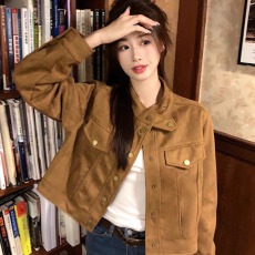 批发原版质量 套内里 短款麂皮绒外套女<b class='q'>春</b>秋爆款小个子高级感夹克上衣