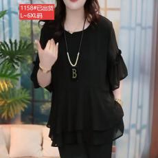 批发官图原版品质高档大码女装遮肉高档<b class='q'>雪纺衫</b>透气荷叶边小衫夏季