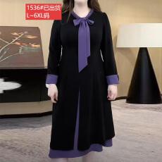 批发官图现货原版品质高档<b class='q'>大码</b><b class='q'>女装</b>时尚拼接连衣裙秋季新款显瘦遮肉裙