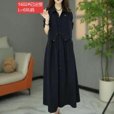 批发官图原版品质高档大码女装设计款假两件连衣裙宽松显瘦过膝<b class='q'>裙子</b>秋