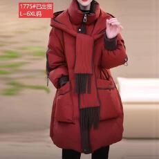 官图原版品质高档大码女装设计感连帽围巾羽绒棉服外套冬季保暖新