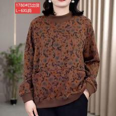 批发官图原版品质高档大码女装中老年<b class='q'>妈妈</b>时尚宽松圆领卫衣休闲上衣秋