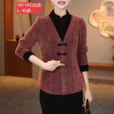 批发官图原版品质高档大码女装新中式上衣冬季新款气质妈妈加厚卫衣新