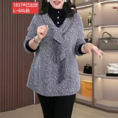 批发官图原版品质高档大码女装妈妈<b class='q'>时尚</b>设计感厚实绒衫冬季外穿上衣新