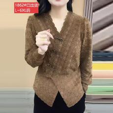 批发官图原版品质高档<b class='q'>大码</b>女装优雅气质妈妈厚款蕾丝小衫显瘦外穿打底