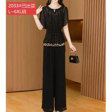 批发官图原版品质高档<b class='q'>大码</b>女装轻奢时尚夏季新款假两件上衣裤子两件套