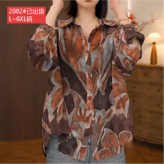 官图原版品质高档大码女装复古港风夏季薄款宽松时尚长袖衬衣外套