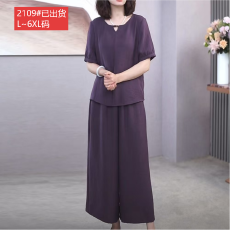 批发官图原版品质高档大码女装<b class='q'>休闲</b>宽松套装夏季轻薄上衣阔腿裤两件套