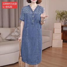 批发官图原版品质高档<b class='q'>大码</b>女装轻奢洋气拼接精致简约水洗软牛仔<b class='q'>连衣裙</b>