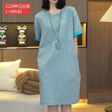批发官图原版品质高档大码<b class='q'>女装</b>时髦漂亮简约连衣裙夏宽松遮肚显瘦裙子
