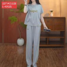 批发官图原版品质高档<b class='q'>大码</b>女装字母印花圆领短袖上衣阔腿裤运动两件套