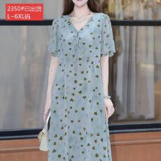 批发官图原版品质高档大码<b class='q'>女</b>装版型好遮肉蓝色爱心印花荷叶袖<b class='q'>连衣裙</b>夏