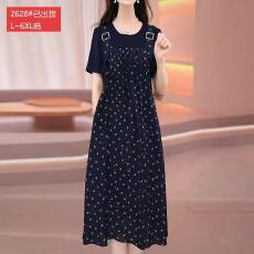 批发官图原版品质高档大码女装气质优雅妈妈<b class='q'>夏季</b>短袖圆领中长款连衣裙