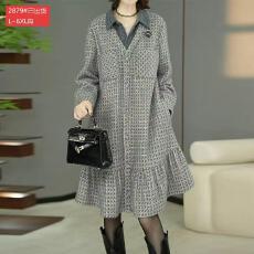 批发官图原版面料品质<b class='q'>高档</b>气质雪尔绒<b class='q'>连衣裙</b>秋季洋气妈妈打底外穿裙子